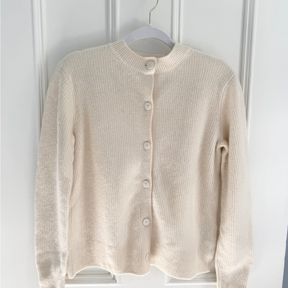 Uniqlo Cream 100% Wool Button-Up Cardigan